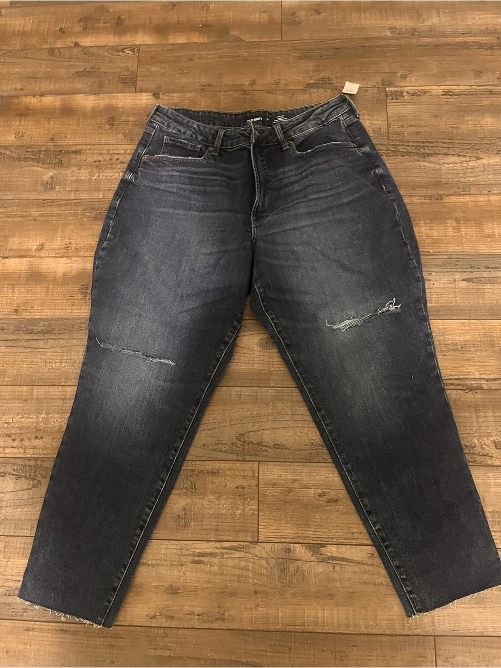 Old Navy Dark Blue Boyfriend Jeans - Distressed